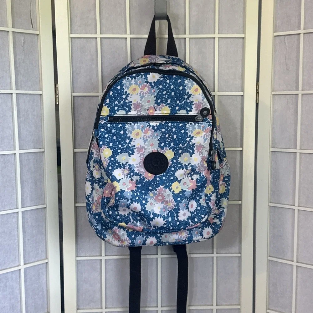 Kipling City Pack Small Backpack Travel School Day Trip Flower Art Bookbag